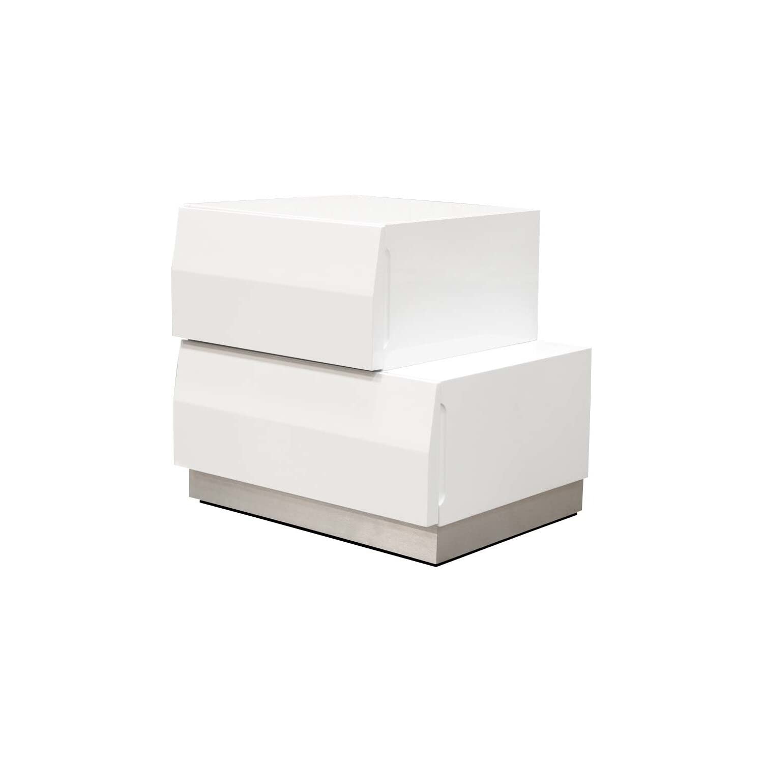 Best Master Spain 2-Drawer Poplar Wood Bedroom Nightstand In White/Silver Base